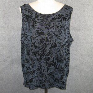 Citiknits Sleeveless Top 1X Black Floral